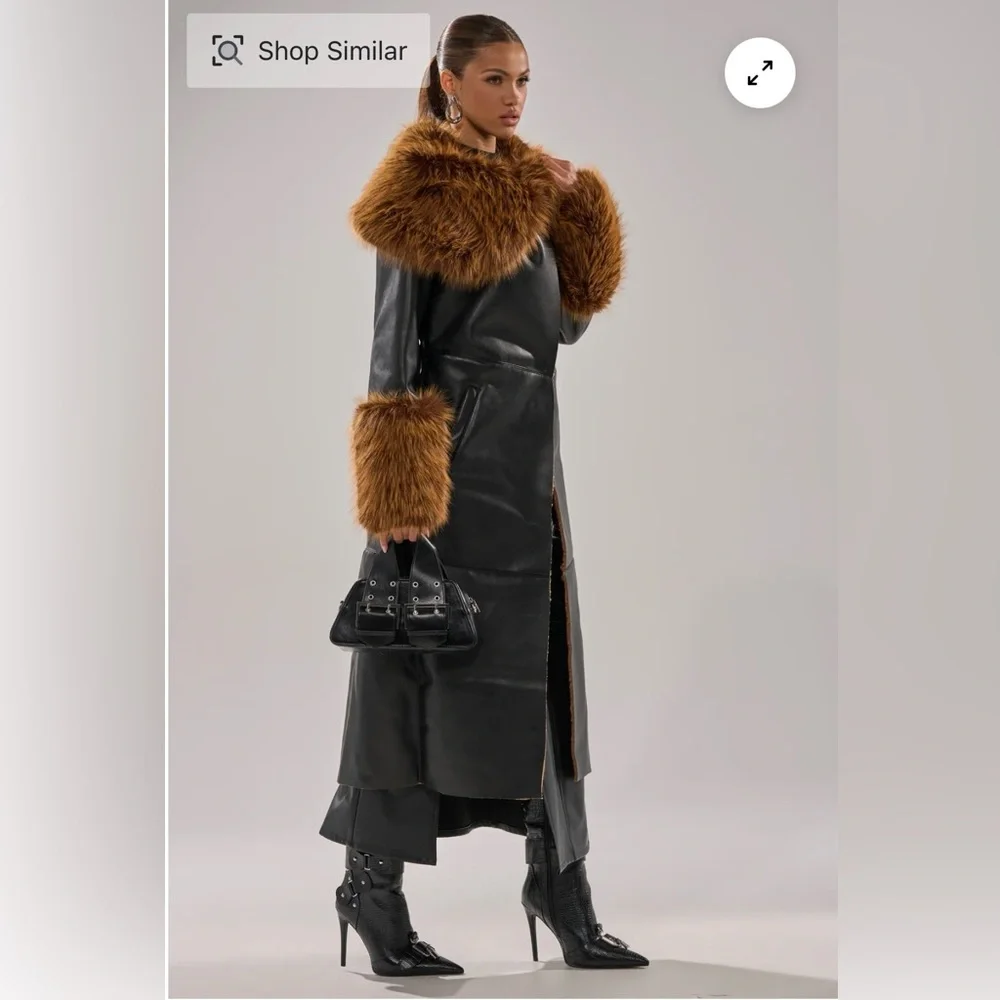 Fur Trim Trench Coat - Size Medium - Picture 5 of 8